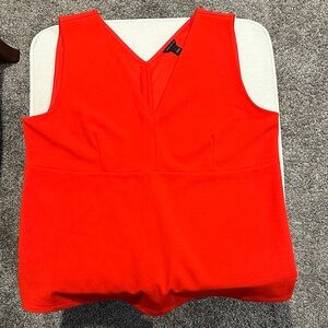 Ann Taylor Bold Red V-Neck Blouse